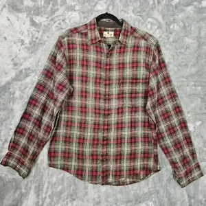 Woolrich Shirt Mens M Grey Plaid 100% Cotton Hiking Outdoors Casual